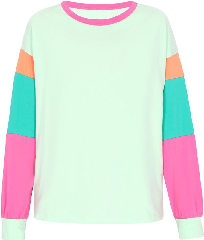 MYMO - Blouseshirt - Turquoise - Lange Mouw - Color-Blocking