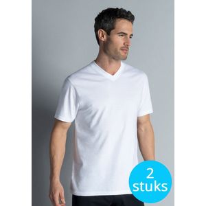 Gotzburg heren T-shirts regular fit V-hals (2-pack) - wit - Maat: 4XL