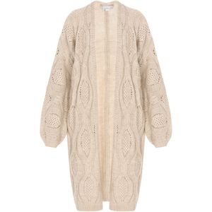 Usha - Gebreid Vest - Sand - Lange Mouwen - Normale Pasvorm