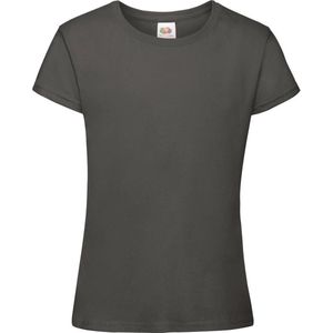Fruit Of The Loom Meisjes Zachtgesponnen T-shirt  Korte Mouwen (2 stuks) (Licht Graphite)