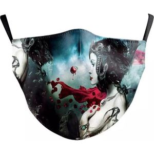 Mondkapje Skulls Print 7 Vrouw met schedel wasbaar