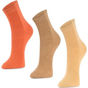 Alpaca-wollen sokken (Maat 36-41) - 3 Paar - Dun - Donker Zand/Roest/Beige - American Alpaca - Vrouwen