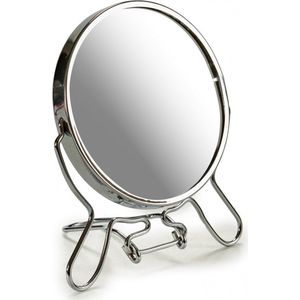 Berlio® Spiegel rond Ø 9 cm- Spiegels - Make-up Spiegel - Reisspiegel - Inklapbaar - Spiegel staand - 2x vergrotend - Spiegel vergrotend - Zilver - Aluminium