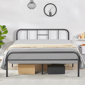 Metalen Bedframe 140x200 cm met Lattenbodem en Hoog Hoofdeinde - Minimalistisch Design