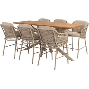 Prado Tramonti barset 7 delig 200x70xH105 teak latte 4 Seasons Outdoor