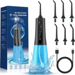 Intelectro Waterflosser - Ontdek de Ultieme Draadloze waterflosser voor Een Stralende Glimlach - Effectieve Reiniging - Compact Design - Verbeterde Mondgezondheid - Meerdere Standen - 300ml Capaciteit - Zwart - Levering Sneller dan Aangegeven!