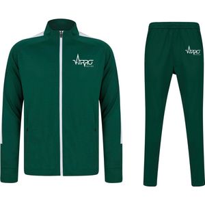 FitProWear Trainingspak Unisex Groen/Wit - Maat XL - Dames - Heren - Trainingsjack - Trainingsbroek - Joggingspak - Trainingsjas - Sportkleding - Sportbroek - Trainingskleding - Fitness - Voetbal - Basketball - Polyester Trainingspak - 100% Polyester