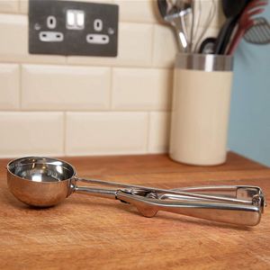 IJsboltang - RVS - Met Knijper - ø 5 cm - IJsschep - IJslepel - IJsbolschep - Oliebollen Tang - Oliebollenlepel - Portioneerlepel