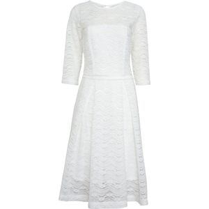 La V kant jurk met een knop sluiting aan de achterkant Wit 152