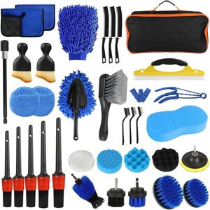 JGS Premium - Complete auto schoonmaakset voor binnen en buiten - Auto reinigingsborstels - Auto detail kit - Auto verzorgingsset met microvezel doeken - Auto was kit voor grondige reiniging