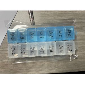 Nederlandstalige Pillendoos 7 dagen 2 vakken - 2st Pillendoosje klein - Pillendoosjes 7 dagen Pill box – Medicijndoosje 7 dagen Medicijnendoosje Medicijnen doosje 7 dagen Medicijndoos - Medicatiedoosje Pillendoosje sleuterhanger Medicatie opbergdoos