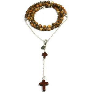 Heaven Eleven heren ketting Jasper Cross Brown