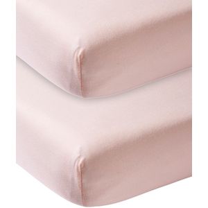 Meyco Baby Uni hoeslaken ledikant - 2-pack - light pink - 60x120cm