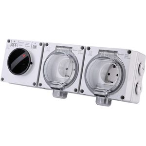 Buitenstopcontact - Tuinstopcontact - Wandcontactdoos - 2 Stopcontacten - met Schakelaar - IP66 Waterdicht