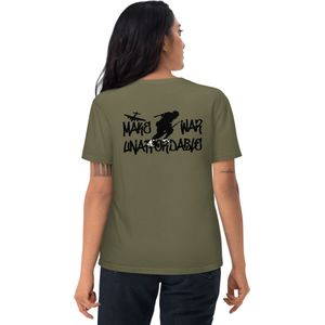 Bitcoin T-shirt - Make War Unaffordable - Rug Print - Unisex - 100% Biologisch Katoen - Kleur Groen - Maat XL | Bitcoin cadeau| Crypto cadeau| Bitcoin T-shirt| Crypto T-shirt| Crypto Shirt| Bitcoin Shirt| Bitcoin Merch| Crypto Merch| Bitcoin Kleding
