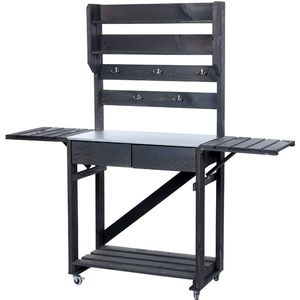 Houten oppottafel verrijdbaar plantentafel met lade en bak