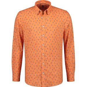 Overhemd - Hup Holland Hup - oranje shirt - oranje shirt heren - Lange Mouw - All Over Print - Unisex - Formule 1 - EK / WK - Koningsdag - Olympische spelen - - Oranje - Maat S
