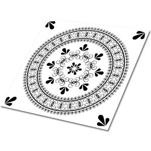 Tulup PVC Tegels - Oosters Patroon Vinyl Tegels - 30 cm x 30 cm - Wit Zelfklevende PVC Tegels - Set van 9 - Zelfklevende Vinyl Tegels - Mozaïek Plaktegels - Vinyl Vloer Tegels - Plaktegels keuken en Badkamer