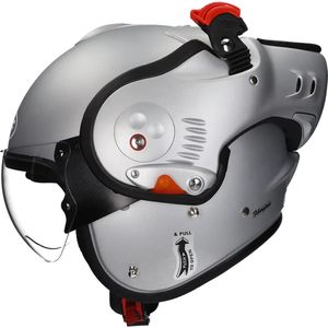 ROOF Boxer V8 Alpha Silverwhite 22-06 - Maat XS - Systeemhelmen - Scooter helm - Motorhelm - Zwart - Scooterhelmen mannen en vrouwen.