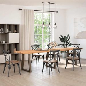 vidaXL Eettafel - Eettafels - Eetkamertafel - Keukentafel - Eettafel met natuurlijke rand 320x80x74 cm massief eikenhout