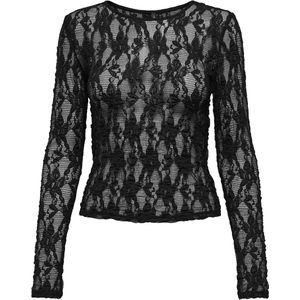 Only - Onlalba l/s lace top - Zwart - Blousetop