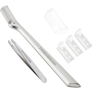 Tweezerman - Wenkbrauwscheerapparaat - Zilver - Mini Slant Tweezer & Brow Razor