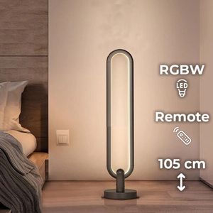 FONKEL® Fenna LED Staande Lamp Woonkamer Zwart 105 cm - Moderne Vloerlamp Dimbaar RGBWW - Gaming Lamp met Afstandsbediening