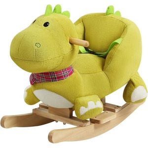 Rootz Pluche Dinosaurus Hobbelpaard - Rocker voor kinderen - Ride-On Toy voor peuters - Verbetert balans en coördinatie, Comfortabel en veilig, Speelt muziek en geluiden - 60 cm x 53 cm x 25,5 cm