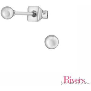 3mm oorbellen bolletjes - zilverkleurig - roestvrij staal - Rivers-sieraden - stainless steel - studs - oorbellen studs