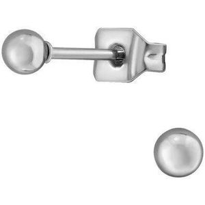 3mm oorbellen bolletjes - zilverkleurig - roestvrij staal - Rivers-sieraden - stainless steel - studs - oorbellen studs