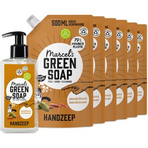 Marcel's Green Soap - Handzeep - Sandelhout & Kardemom - 250 ml + 6 Navullingen