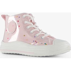 Blue Box hoge meisjes sneakers roze met hartjes - Maat 25