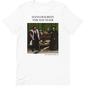 Hans Holbein the Younger 'De Ambassadeurs' (""The Ambassadors"") Beroemd Schilderij T-Shirt | Unisex Klassiek Kunst T-shirt | Wit | 2XL