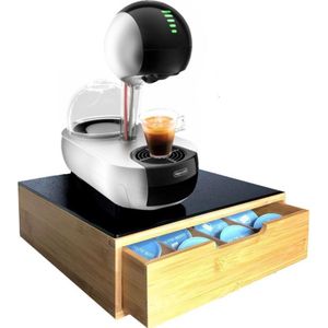 Capsulehouder Dolce Gusto - Bamboe & Zwart Glas - Cuphouder Lavazza