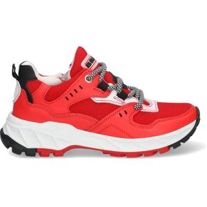 Braqeez 423421-541 Jongens Lage Sneakers - Rood - Leer - Veters