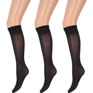 Marianne - Dames Kneehighs Shiny Panty - 35Den - 3-Pack - Maat One Size - Marine