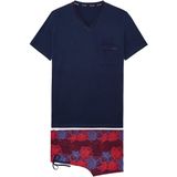 HOM - Bouquet - Korte Pyjama - Bordeaux - 100% Katoen