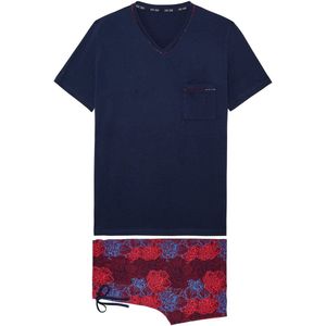 HOM - Bouquet - Korte Pyjama - Bordeaux - 100% Katoen