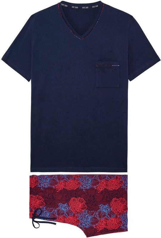 HOM - Bouquet - Korte Pyjama - Bordeaux - 100% Katoen