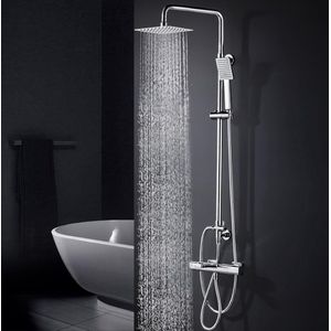 Complete Douchekraan Set met 8 Inch Regendouche en Thermostaat - Douchesysteem met Handdouche en Hoofddouche in Chroom