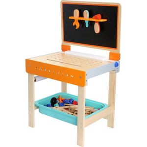 Houten werkbank kinderen - Kids werkbank + schrijf bord - Large - werkbank speelgoed - houten speelgoed vanaf 3 jaar