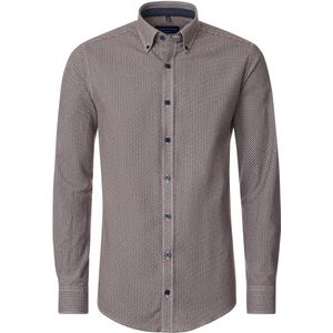 CASA MODA - Multicolor Fantasie Overhemd - Katoen - Lange Mouwen - Button Down Kraag