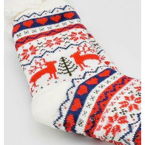 Merino schapen Wollen sokken - Wit met rode hartjes - maat 39/42 - Huissokken - Antislip sokken - Warme sokken – Winter sokken