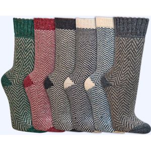 Gebreide sokken | Warme sokken | Alpacawol | Vissersstijl | Diverse kleuren | Diverse maten | 6 paar