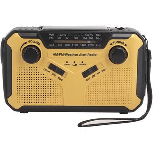 Draagbare noodradio - 2500mAh Zonnesolar handkraan, AM/FM Weerradio, heldere LED zaklamp, leeslamp, SOS-alarm, Geschikt voor buiten, nood