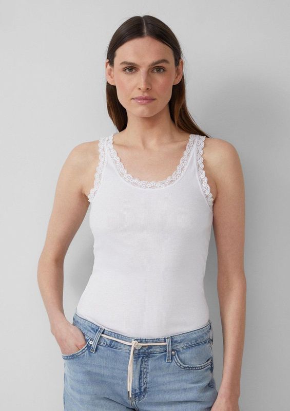 s.Oliver - Top - Wit - Mouwloos - Slanke Pasvorm