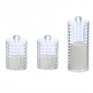 La'Moussawi ® Stijlvolle Transparante Opslagdozen voor Wattenstaafjes en Wattepads - 3 Stuks Set