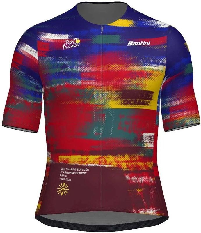 Santini Tdf Arrivée Dash 2025 Korte Mouw Wielertrui Veelkleurig S Man,Vrouw