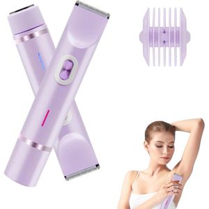 Oplaadbare bikinilijntrimmer met dubbele kop Geschikt voor dames en heren, intieme scheerapparaat Geschikt voor een gladde huid, elektrische bikinilijn-ontharingsapparaat Geschikt voor gevoelige zones