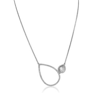 ZINZI zilveren collier druppelvormen wit 43cm ZIC1303